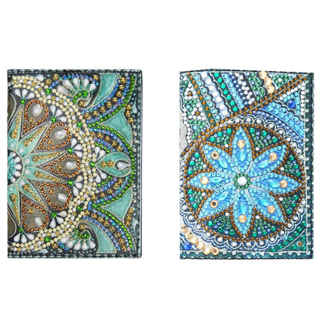 2 Pieces Diamond Painting Leather Passport Holder, DIY Special Shaped Crystal Painting Travel Passport Protective Cover for Boarding Pass, ID Card, Driver's License-20X14CM (AA082-AA220) Vocttaiy