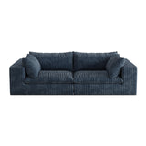 CKEASEAN 78.8" Corduroy Boneless Loveseat Couch with Removable Cushion, Cloud sectional Sofa, No Assembly Required, Compression Sofa in a Box, DlY Combination for Living Room (Blue) CKEASEAN