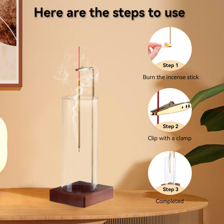 1 Pack Incense Holder for Sticks, Insence-Stick Holder Ash Catcher with Removable Glass [Anti-Ash Flying], Mess-Free Incense Burner Holder, Perfect for Meditation Yoga Relaxation, Home Decor Durmmur