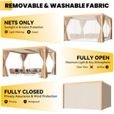 UPHYB Louvered Pergola 12x12ft, Adjustable Aluminum Pergola with Waterproof Curtains and Nets, Sun & Rain Shade for Patio, Modern DIY Outdoor Living Upgrade, Woodgrain UPHYB