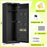 Greenvelly 14-16 Gun Safe for Rifles and Pistols, Rifle Safe with Keyboard Lock, Gun Cabinet for Rifles and Shotguns, Quick Access Fireproof Gun Safe with Pocket and Gun Rack for Home, Black Greenvelly