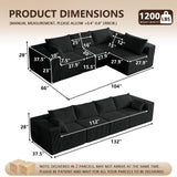104" L-Shaped Corduroy Cloud Modular Sofa, Modern 4-Seater Sectional Couch with 6 Pillows, Deep Seat Upholstered Convertible Sofa Bed for Living Room, No Assembly Required (Black) atosela