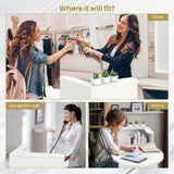 Giantex Reception Desk, Front Counter Desk with Lockable Drawer, Checkout Table with Round Tabletop, Corner Shelf & Adjustable Shelf for Office Beauty Salon Retail Store (White) Giantex