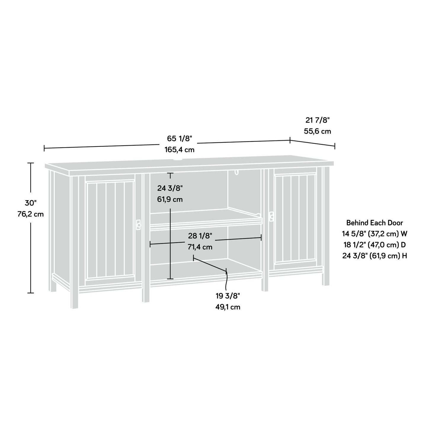 Sauder Costa Credenza, Chalked Chestnut finish - WoodArtSupply