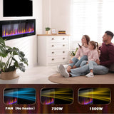 LEMBERI 50 inch Electric Fireplace Recessed and Wall Mounted,750/1500W Heater and Linear Fireplace with Touch Screen Control Panel, Timer,Remote Control,Adjustable Flame Color and Speed LEMBERI