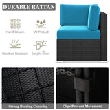 LayinSun 8 Piece Patio Furniture Set with 44" Propane Gas Fire Pit Table, Outdoor Sectional Conversation Set Wicker Rattan Sofa Set with Coffee Table LayinSun