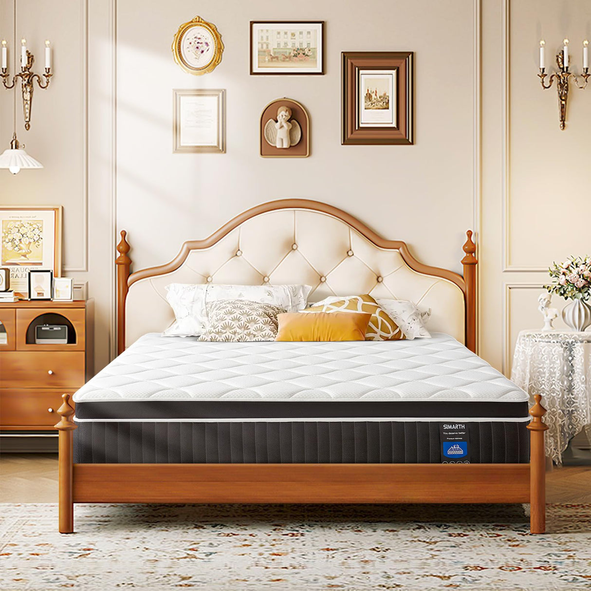 SIMARTH Queen Mattress 14 Inch, Upgrade Strengthen Queen Size Hybrid Mattresses in a Box, Memory Foam Queen Mattress Made of Individually Pocketed Springs for Support and Pressure Relief, Medium Firm SIMARTH