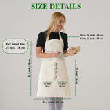 TOSHE Kitchen Apron Waterdrop Resistant Cotton Apron with adjustable Aprons for Women with Pockets 10 Color option Cooking White Apron(White) TOSHE