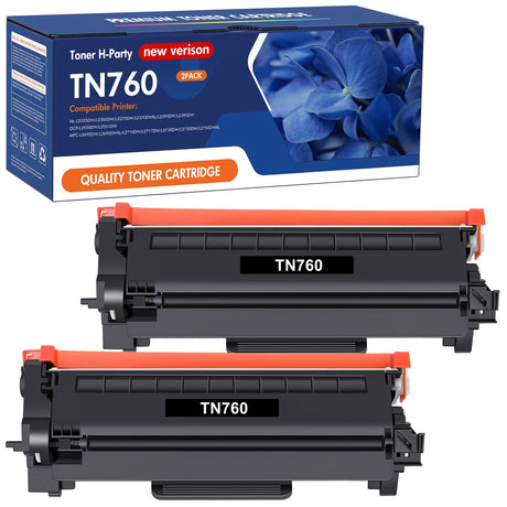 TN760 Toner for Brother Printer: Replacement for Brother TN730 TN 760 TN-730/TN-760 TN-760 TN-730 High Yield Black Cartridge MFC-L2710DW MFC-L2750DW DCP-L2550DW HL-L2350DW HL-L2395DW HL-L2370DW 2 Pack Toner H-Party