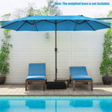 Tangkula 15Ft Double-Sided Patio Umbrella, Outdoor Extra Large Umbrella W/Hand-Crank System & Air Vents, Market Twin Umbrella W/ 12-Rib Sturdy Metal Frame for Poolside, Garden Backyard (Blue) Tangkula