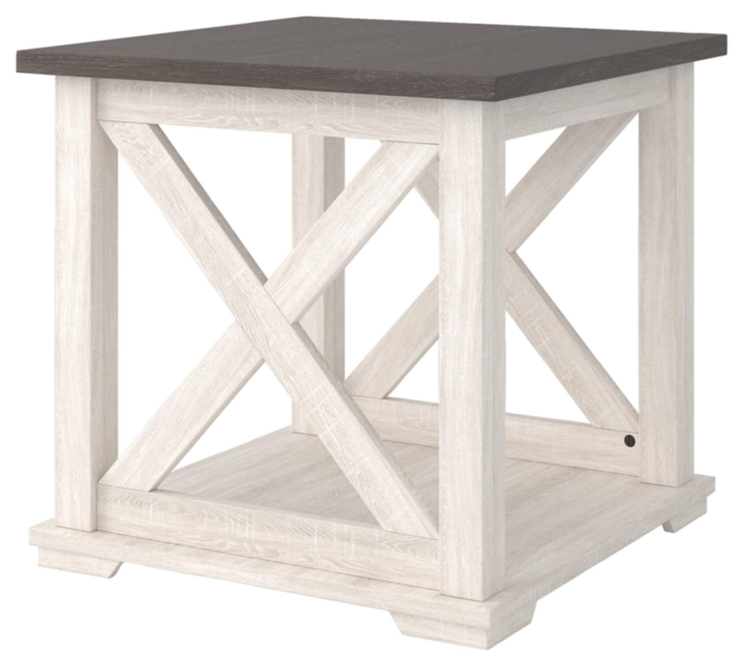 Signature Design by Ashley Dorrinson Square Modern Farmhouse End Table, 23"D x 23"W x 22"H, Two Tone White & Brown - WoodArtSupply