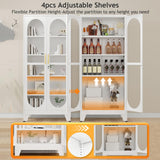 PAOFIN 71" H Locking Display Cabinet with Glass Door, Metal Curio Cabinets with 4 Adjustable Shelves, Tall Liquor Cabinet Display Case for Living Room, Collectibles, Home - Assembly Required White PAOFIN