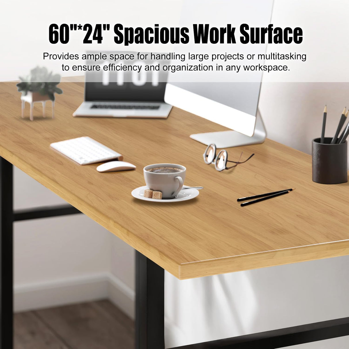 60” Heavy-Duty Wood Work Bench Work Table, Adjustable Height Workbench, 3000 Lbs Capacity Workstation for Garage, Workshop Maemttes