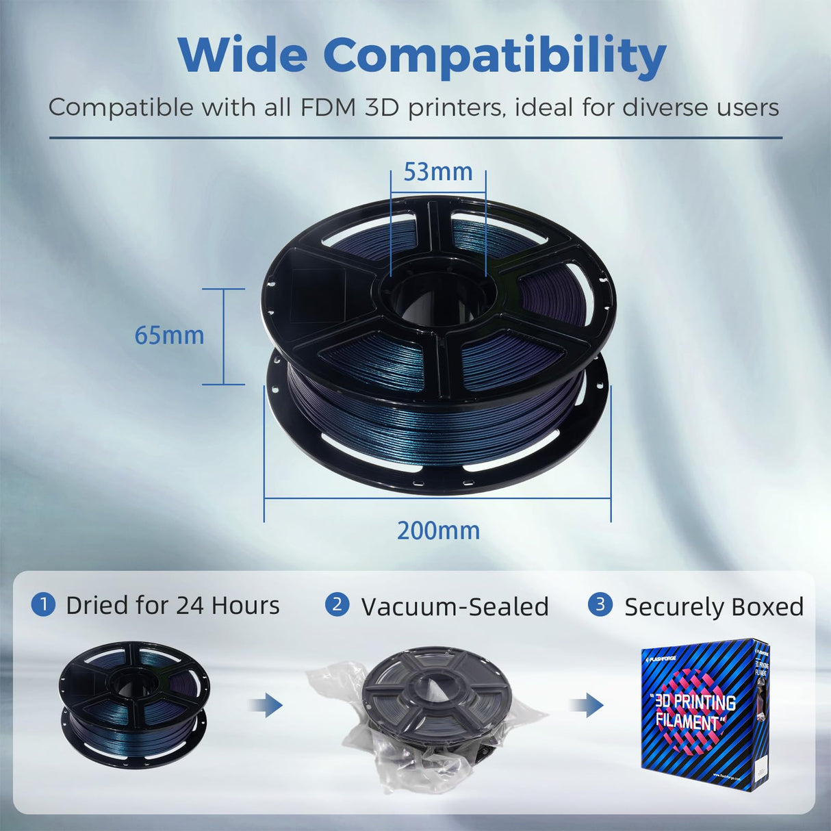 FLASHFORGE ABS Pro Filament 1.75mm Burnt Titanium, 3D Printer Filament 1kg (2.2lbs) Spool-Dimensional Accuracy +/- 0.02mm, Hot Deformation below 90℃, Great for Printing Heat-Resistant Functional Parts FLASHFORGE