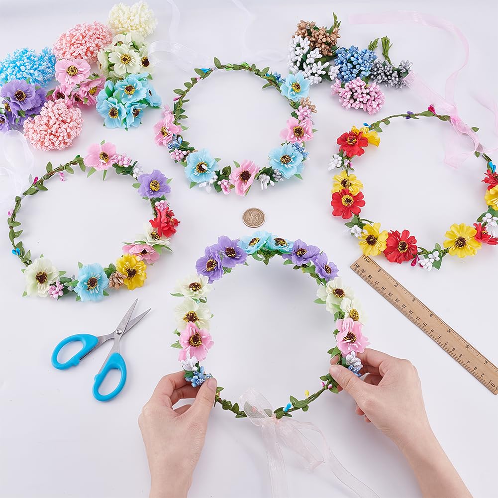 FREEBLOSS 16 Set Flower Crowns Making Kit Make Your Own Flower Crown Wreath Headbands Handmade Hair Accessories DIY Floral Crown Garland Kit FREEBLOSS