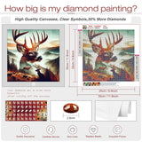 Sanjee Deer Diamond Art Kits for Adults, Landscapes Diamond Painting Kits for Beginner, 5D DIY Round Full Drill Gem Art Crafts for Home Wall Decor Gift, 12x12inch Sanjee