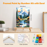 MOGTAA Mountains Lake Paint by Numbers Kit for Adults Beginners with Frame, Landscape Adult Paint by Number Kits on Canvas with Easel, Easy DIY Oil Painting Kits for Home Decor, 8x12in MOGTAA
