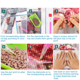 Koikify 5D Diamond Painting Full Round Drill Pink Rose Diamond Art for Adults Resin Diamond Picture 5D Cross Stitch Beads Pasted Craft DIY Painting for Home Wall Decor, Gift 11.8x15.7 Inch Koikify