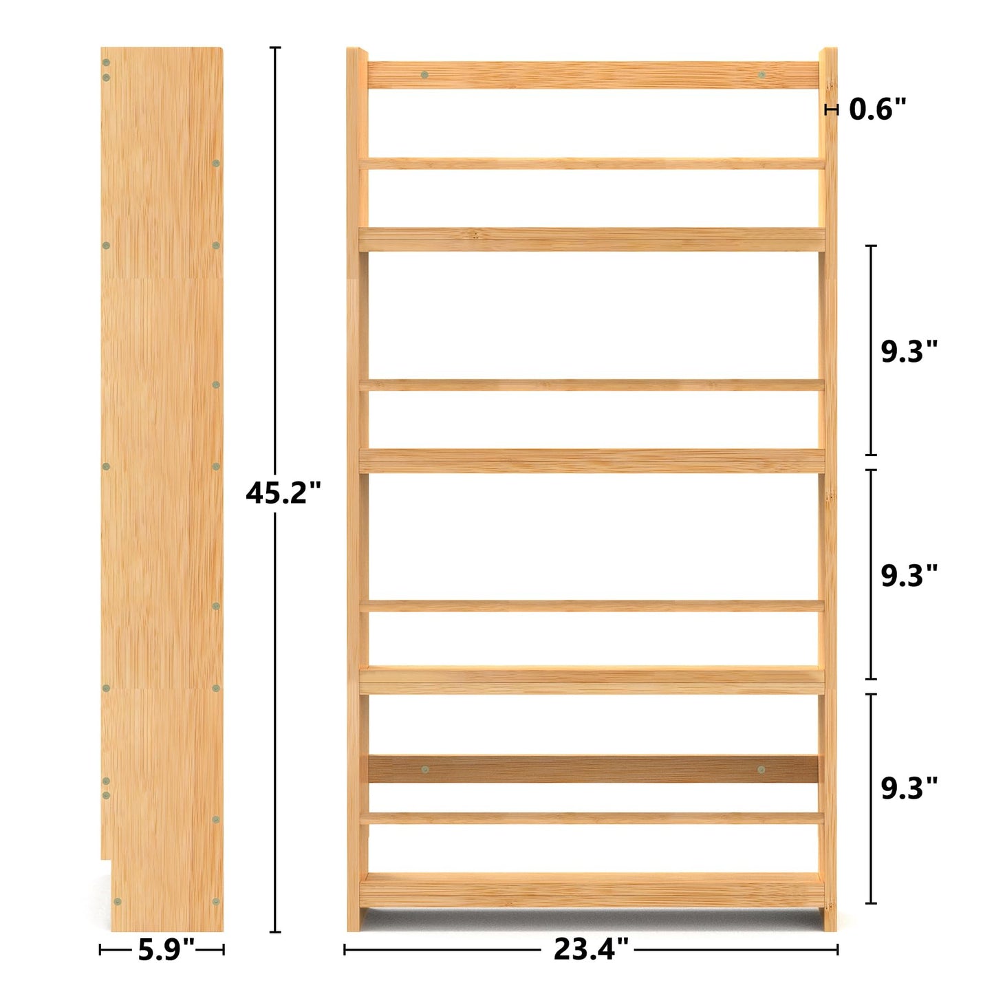 Purbambo 4-Tier Wall-Mounted Bamboo Bookshelf for Kids' Organised Reading Space - WoodArtSupply