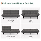 Opoiar Convertible Futon Sofa Bed,71" Memory Foam Futon Couch,Detachable Cushion,Adjustable Backrest & Armrest,Linen Modern Loveseat Sleeper Recliner for Living Room,Office,Apartment,Light Grey Opoiar
