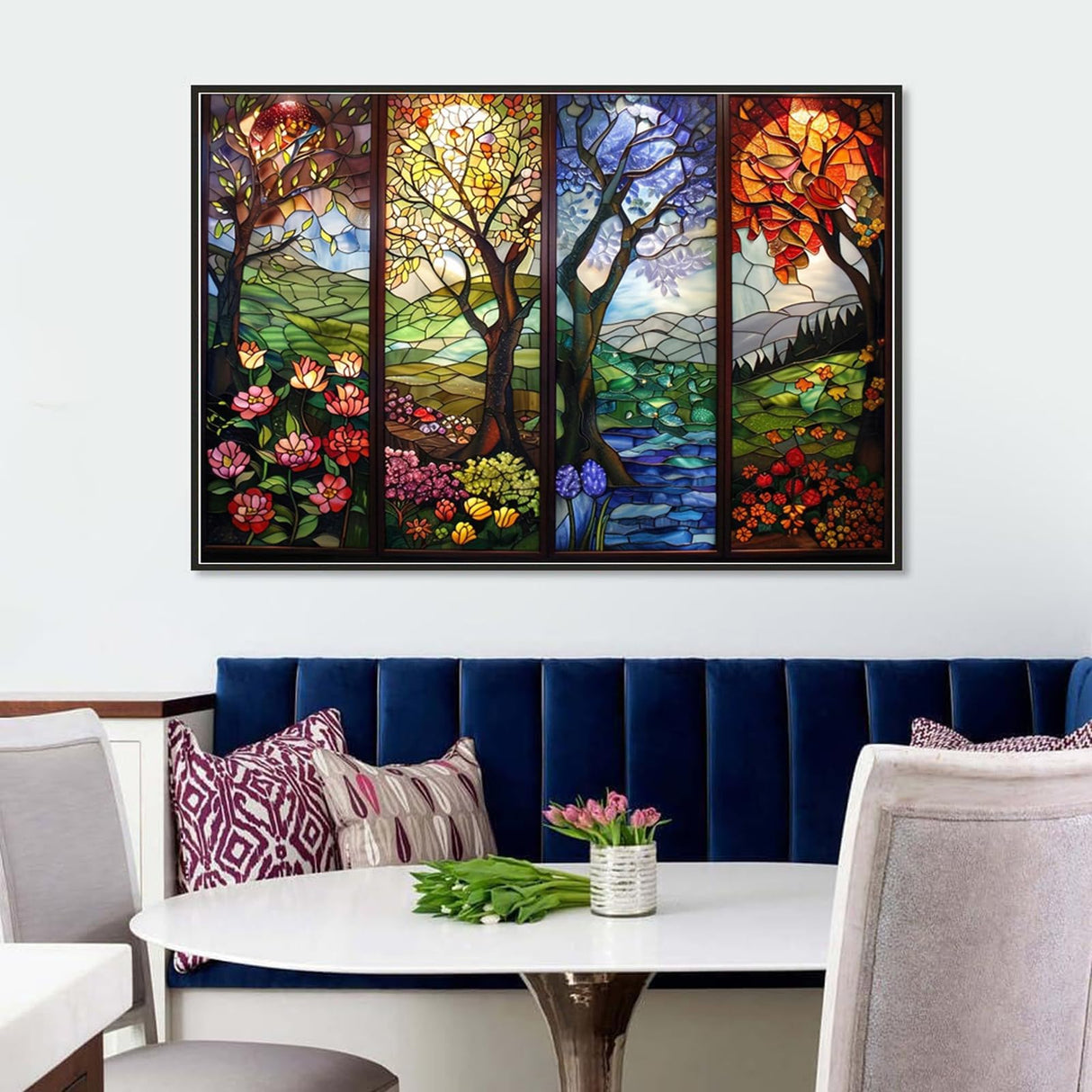 5D Diamond Art Painting Kits for Adult Beginners,Four Season Life of Tree Flower Diamond Art Kits,Full Drill Paint with Diamond Dot Gem Art Painting for Home Decor 12x16 inch Semneroy