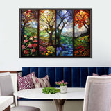 5D Diamond Art Painting Kits for Adult Beginners,Four Season Life of Tree Flower Diamond Art Kits,Full Drill Paint with Diamond Dot Gem Art Painting for Home Decor 12x16 inch Semneroy