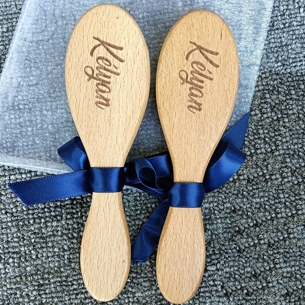 3Pcs Personalized Wooden Baby Hair Brush and Comb Bristles,Custom Newborn Baby Soft Hair Baby Gift - WoodArtSupply