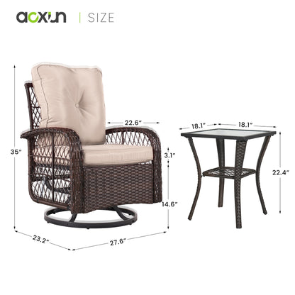 Aoxun 8 Pieces Patio Furniture Set Outdoor Wicker Rattan Furniture with Swivel Rocking Chairs Patio Sectional Sofa for Children, Girls and People in Small Size (Brown)