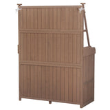 CKLMMC 65inch Outdoor Potting Bench Table, Fir Wood Large Gardening Workstation with Storage Shelf, Drawer and Cabinet for Storage for Backyard, Mudroom (Brown/Fir Wood2) CKLMMC