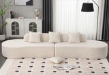 Tosaronia 130.5"*37" Modern Curved Combination Sofa with Terrycloth Fabric,3 Pillows Minimalist Sofa Couch for Primary Living Space, Living Room, Apartment, Office, Bedroom(Beige) Tosaronia