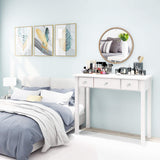 STHOUYN Home Office Small Writing Desk with Drawers Bedroom, Study Table for Adults/Student, Vanity Makeup Dressing Table Save Space Gifts White (White) STHOUYN