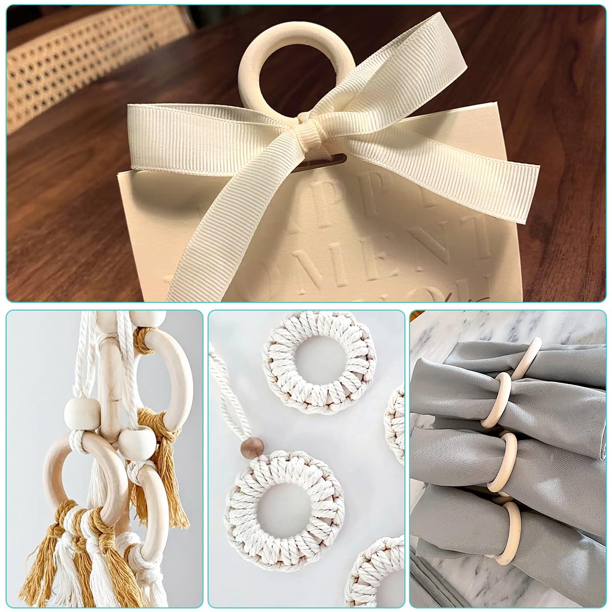 Unfinished Wooden Rings for Craft, Natural Wood Rings Without Paint for Pendant Connectors, Jewelry, DIY Making, Crafts & Home Decor (55mm, 20 Pack) yuntop