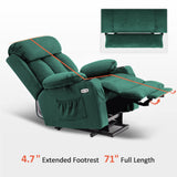 MCombo Large Power Lift Recliner Chair with Extended Footrest for Big and Tall Elderly People, USB Ports, 7426(Fabric, Green) MCombo