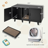 Tangkula Double Cat Litter Box Enclosure for 2 Cats, Large Stackable Hidden Privacy Cat Washroom Cabinet with Scratching Board, Indoor Cat House TV Stand Side Table, Litter Box Furniture (Black) Tangkula