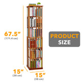 SpaceAid 6 Tier Rotating Bookshelf Tower, Bamboo Spinning Book Shelf, Revolving 360 Bookcase Storage Swivel Round Carousel, Vertical Rotate Turning Spiral Corner Organizer (6-Tier Walnut) SpaceAid