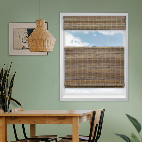 CHICOLOGY Top Down Bottom Up Cordless Bamboo Blinds, Bamboo Blinds, Roman Window Shade, Window Shade Roman, Patio Blinds and Shades, Porch Shades Outdoor Roll Up, Smokey Ash, 34" W X 64" H CHICOLOGY