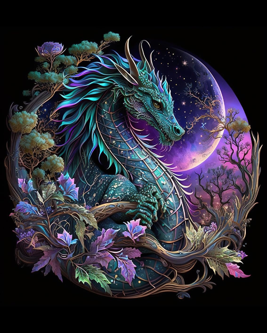 TUMOVO DIY Paint by Numbers, Red Dragon Adults' Paint-by-Number Kits on Canvas, Medieval Dragon Paint by Numbers Kit for Adults Kids and Beginner, 16X20 Inch Flameless Adult Paint by Numbers TUMOVO