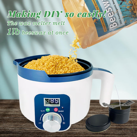 Beeswax Candle Making Kit for Adult, 4lb Wax for Candle Making, Including Organic Beeswax with Digital Wax Melter, Cotton Wick, Wick Stickers Handnatur