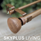 SKYPLUS LIVING Faux Wood Style Curtain Rod Set with Wood Grain Round Finial, 72-144 inch, Standard Double Drapery Rod for 1 Pack, 1 inch diameter, Adjustable Length SKYPLUS LIVING