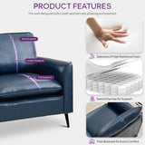 TYBOATLE Accent Chairs Set of 2, Faux Leather Chairs, Mid Century Modern Comfy Living Room Chairs, Cozy Office Reading Chair, Reception Armchairs for Office, Bedroom, Waiting Room (Blue) (1) TYBOATLE