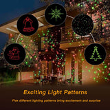 Christmas Laser Lights, Projector Lights Landscape Spotlight Red and Green Star Show with Christmas Decorative Patterns for Indoor Outdoor Garden Patio Wall YINUO LIGHT