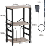 YAKANJ End Table with LED Light,Record Player Stand with Albums Storage,Vinyl Records Storage,Turntable Stand Side Table for Music Room Studio Living Room Bedroom-Greige YAKANJ