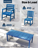 Patio Kingdom 9-Piece Outdoor Dining Set for 8, 75.2" HDPE Table with Umbrella Hole & 8 Chairs, All-Weather Patio Furniture for Lawn, Yard, Deck, or Poolside, Fade & Crack Resistant (Navy Blue) Patio Kingdom