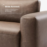 COLAMY 95" Oversized PU Leather Sofa, Comfy Sofa Couch with Extra Deep Seats, Wide Arm, Down Filled 3-Seater Modern Sofa for Living Room, Apartment Lounge-WolfGrey COLAMY