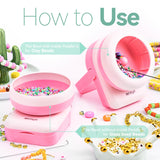 ISTOYO 2IN1 Adjustable Electric Clay and Seed Bead Spinner - Dual-Purpose Jewelry Making Tool with Big Eye Beading Needle - Ideal for Bracelets and Necklaces - Vibrant Pink ISTOYO