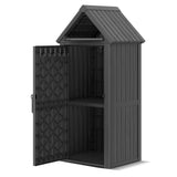 Fancyango Outdoor Resin Storage Shed, Upgrade Durable Storage Cabinet with Removable Shelves and Lock Ring, Reinforced Floor, All-Weather Construction for Garden Patio Lawn (Black) Fancyango