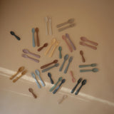 mushie Silicone Baby Feeding Spoons | 2 Pack (Cambridge Blue/Shifting Sand) mushie