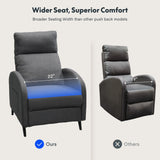 FLEXISPOT XC2 Recliner Chair for Adults, Fabric Small Reclining Chair Home Theater Seating with Side Pockets, Adjustable Modern Single Sofa Armchair, Extended Footrest for Living Room(Gray) FLEXISPOT