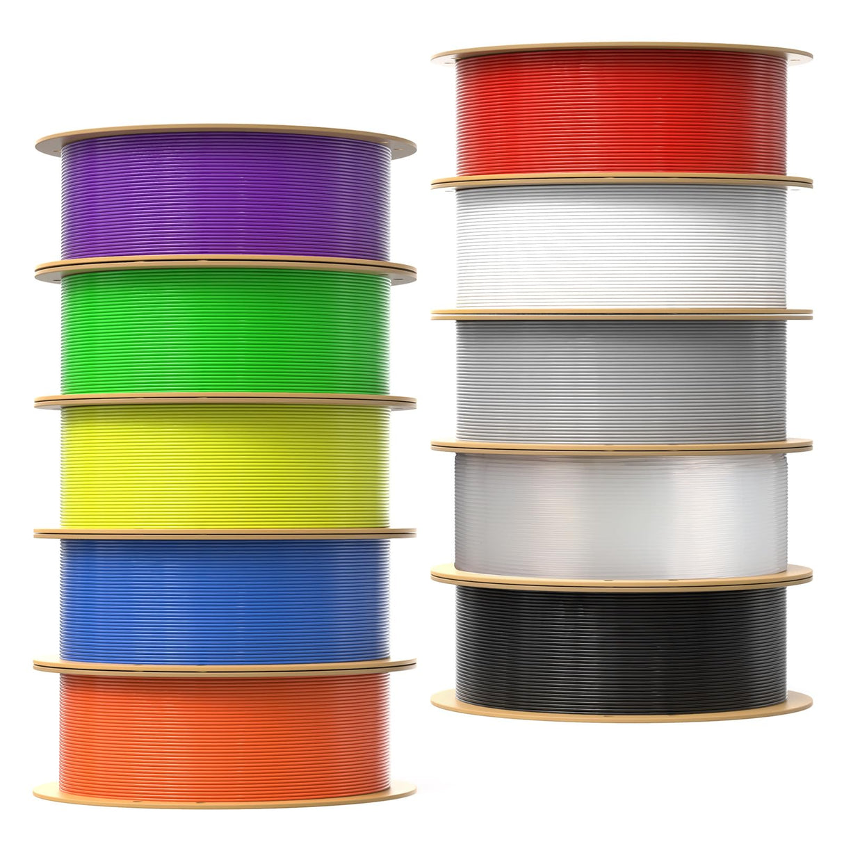 dikale PLA Pro 3D Printer Filament 10 Packs, 1.75mm No Tangle, Each Spool Net Weight 1KG, in Total 10KG Bundles, Black+White+Grey+Clear+Blue+Green+Orange+Red+Yellow+Purple dikale