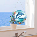 BAYUNOE DIY Hanging Dolphin Pendant Double-Sided Pattern Single Sided Diamond Art Painting Ornament Special Shaped Diamond Hang for Window Home Garden Wall Door Decor BAYUNOE